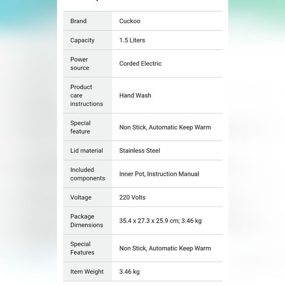 NEW CUCKOO 3-Cup ELECTRIC HEATING SMART RICE COOKER NON-STICK INNER POT REHEAT - Picture 13 of 15